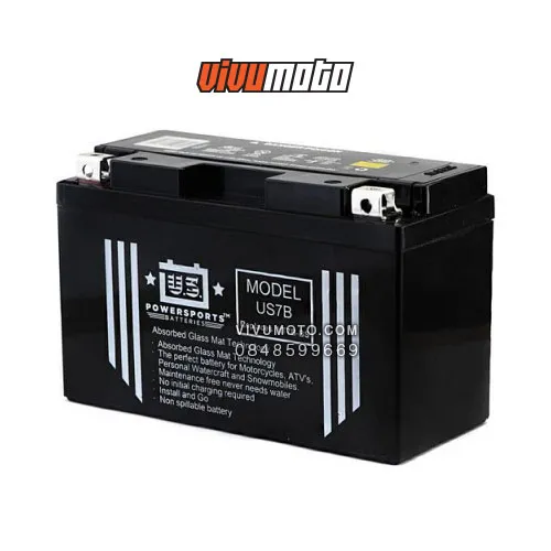 Ắc quy US Powersports US7B AGM thay thế cho YT7B 12V 6.5AH CCA 90A