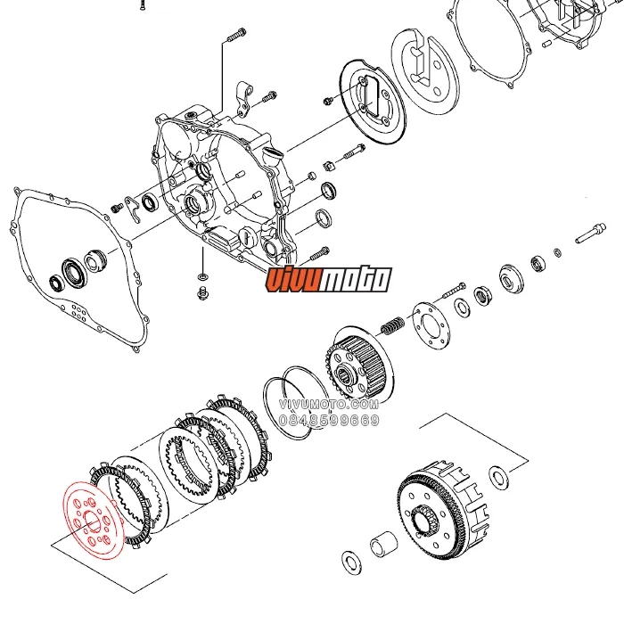 Bàn ép côn chính hãng Kawasaki KLX250 2008+ / KLX250S / D-Tracker X / KLX250SF / KLX300 2020+