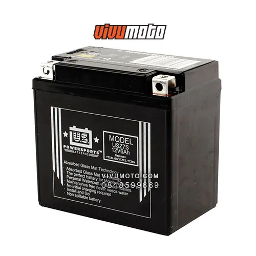 Ắc-quy US Powersports USZ7S AGM 12V 6Ah thay thế YTZ7S, YTX5L-BS