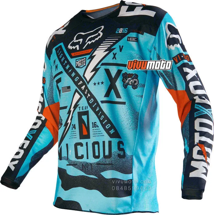 Áo cào cào Fox 180 Vicious xanh lơ, cam
